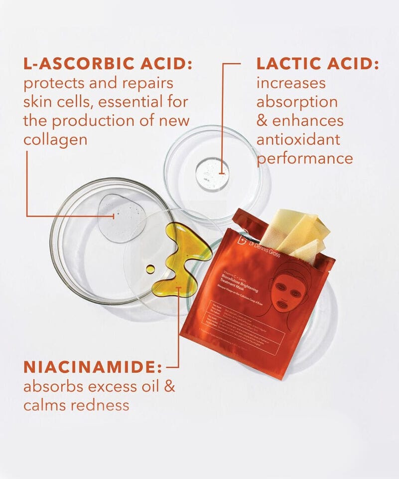 Dr. Dennis Gross Ansiktsmaske Dr. Dennis Gross Vitamin C + Lactic Brightening Biocellulose Treat. Mask (1.stk)